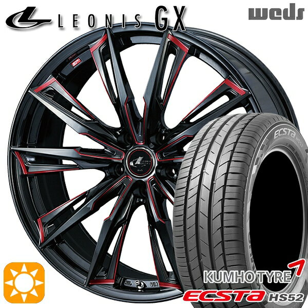 【取付対象】C-HR カローラクロス 215/60R17 100V XL クムホ エクスタ HS52 Weds レオニス GX BK/SC[RED] (ブラック/SCマシニング[レッド]) 17インチ 7.0J 5H114.3 サマータイヤホイールセット