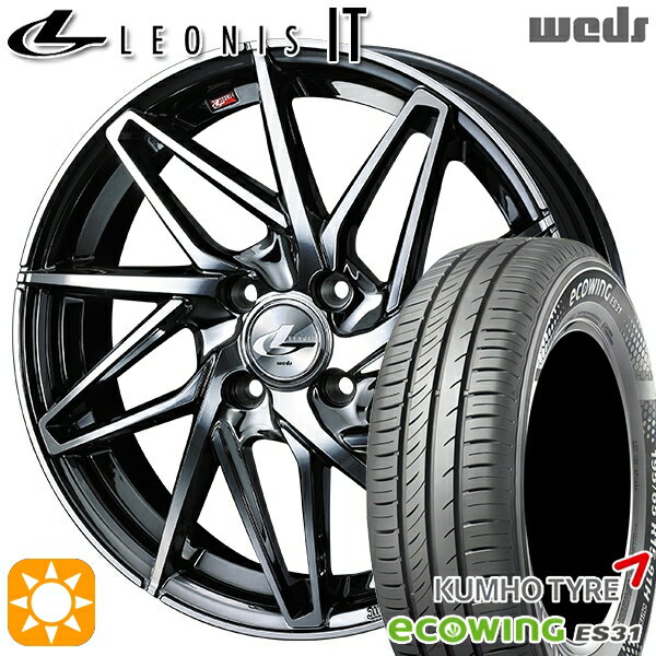 【取付対象】165/65R15 81H クムホ エコウィング ES31 Weds レオニス IT BMCMC (ブラックメタルコート/ミラーカット) 15インチ 4.5J 4H100 サマータイヤホイールセット