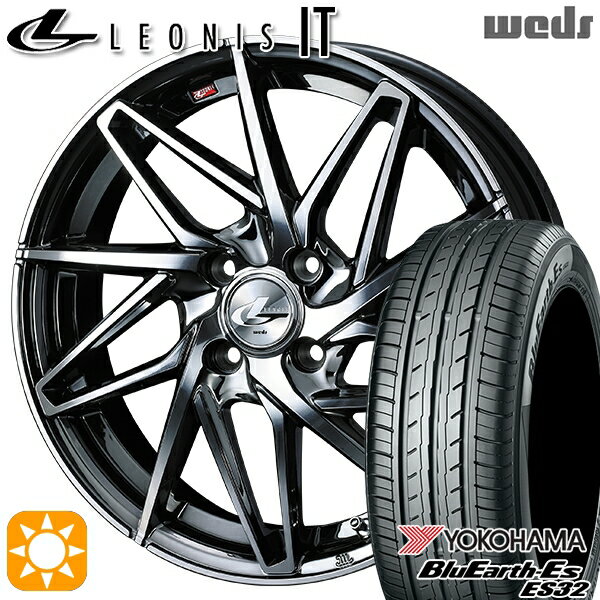 【取付対象】エブリィワゴン 165/60R14 75T ヨコハマ ブルーアース ES32 Weds レオニス IT BMCMC (ブラックメタルコート/ミラーカット) 14インチ 4.5J 4H100 サマータイヤホイールセット
