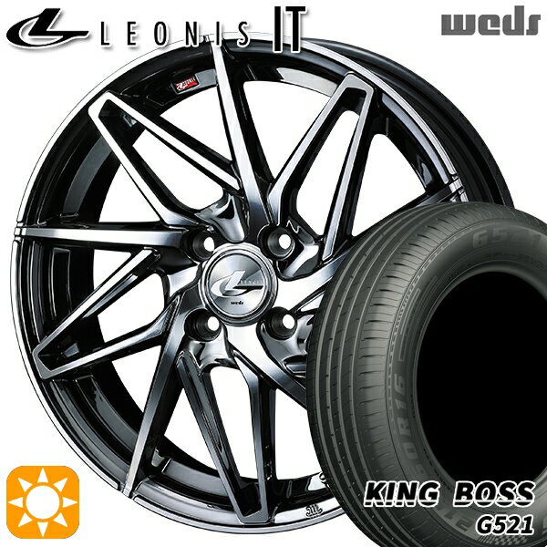 【取付対象】165/60R14 75H キングボス G521 Weds レオニス IT BMCMC (ブラックメタルコート/ミラーカット) 14インチ 4.5J 4H100 サマータイヤホイールセット