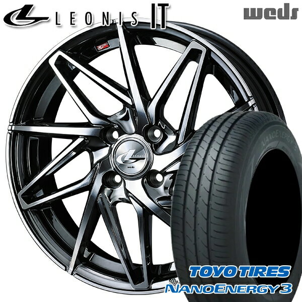 【取付対象】エブリィワゴン 165/60R14 75H トーヨー ナノエナジー3 Weds レオニス IT BMCMC (ブラックメタルコート/ミラーカット) 14インチ 4.5J 4H100 サマータイヤホイールセット