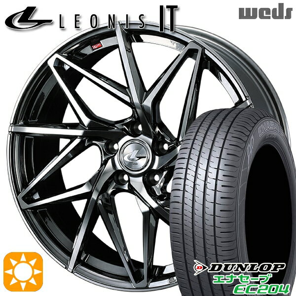 【取付対象】エクストレイル アテンザ 225/55R17 101W XL ダンロップ エナセーブ EC204 Weds レオニス IT BMCMC (ブラックメタルコート/ミラーカット) 17インチ 7.0J 5H114.3 サマータイヤホイールセット