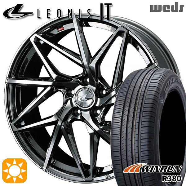 【取付対象】エクストレイル フォレスター 225/60R17 99V ウィンラン R380 Weds レオニス IT BMCMC (ブラックメタルコート/ミラーカット) 17インチ 7.0J 5H114.3 サマータイヤホイールセット