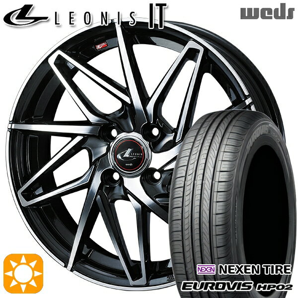 【取付対象】155/65R14 ネクセン ロードストーン ユーロビズ HP02 Weds レオニス IT PBMC (パールブラック/ミラーカット) 14インチ 4.5J 4H100 サマータイヤホイールセット