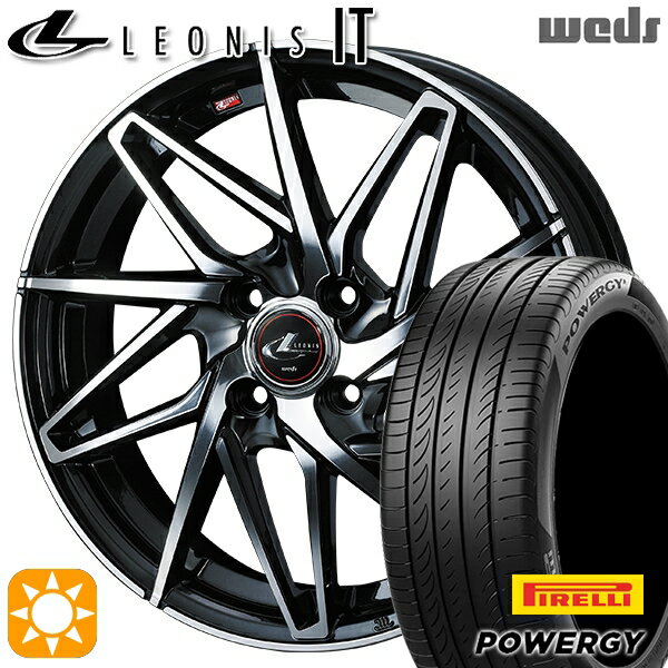 【取付対象】フィット アクア 185/60R15 84H ピレリ パワジー Weds レオニス IT PBMC (パールブラック/ミラーカット) 15インチ 5.5J 4H100 サマータイヤホイールセット