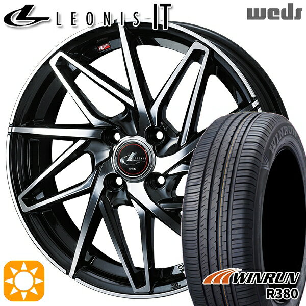 【取付対象】アクア ヴィッツ 165/70R14 81T ウィンラン R380 Weds レオニス IT PBMC (パールブラック/ミラーカット) 14インチ 5.5J 4H100 サマータイヤホイールセット