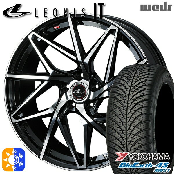 195/65R15 91H ヨコハマ ブルーアース 4S AW21 Weds レオニス IT PBMC (パールブラック/ミラーカット) 15インチ 6.0J 5H114.3 オールシーズンタイヤホイールセット