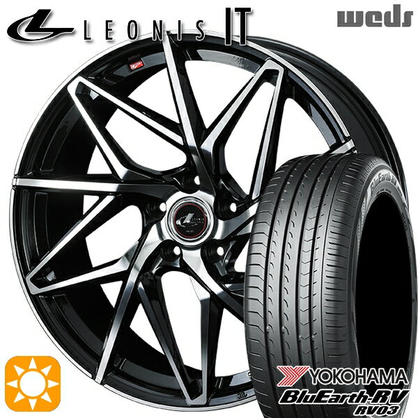【取付対象】エクストレイル アテンザ 225/55R17 101V XL ヨコハマ ブルーアース RV03 Weds レオニス IT PBMC (パールブラック/ミラーカット) 17インチ 7.0J 5H114.3 サマータイヤホイールセット