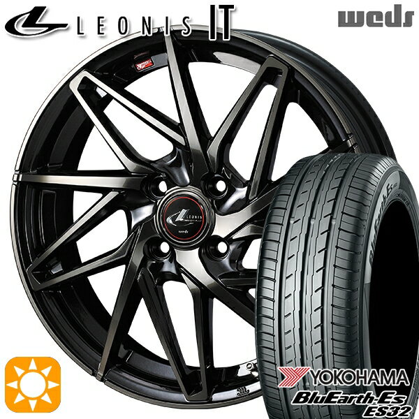 【取付対象】アクア ヤリス 195/50R16 84V ヨコハマ ブルーアース ES32 Weds レオニス IT PBMC/TI (パールブラック ミラーカット/チタントップ) 16インチ 6.0J 4H100 サマータイヤホイールセット