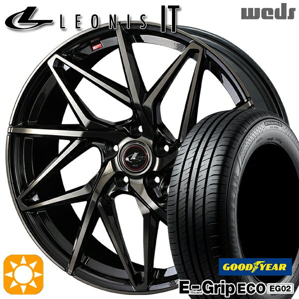 【取付対象】エスクァイア セレナ 195/65R15 91H グッドイヤー エフィシェントグリップ EG02 Weds レオニス IT PBMC/TI (パールブラック ミラーカット/チタントップ) 15インチ 6.0J 5H114.3 サマータイヤホイールセット