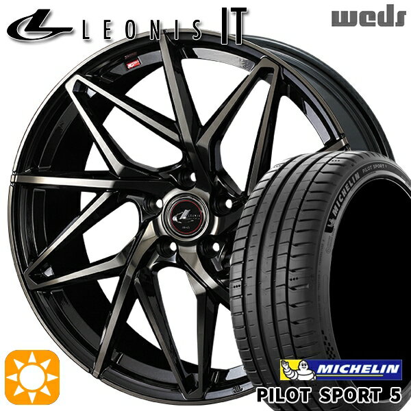 【取付対象】プリウス カローラツーリング 215/45R17 91Y XL ミシュラン パイロットスポーツ5 Weds レオニス IT PBMC/TI (パールブラック ミラーカット/チタントップ) 17インチ 7.0J 5H100 サマータイヤホイールセット