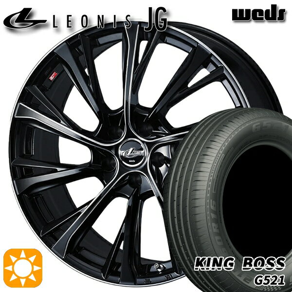 【取付対象】プリウスα ストリーム 205/60R16 92V キングボス G521 Weds ウェッズ レオニス JG BK/SC 16インチ 6.5J 5H114.3 サマータイヤホイールセット