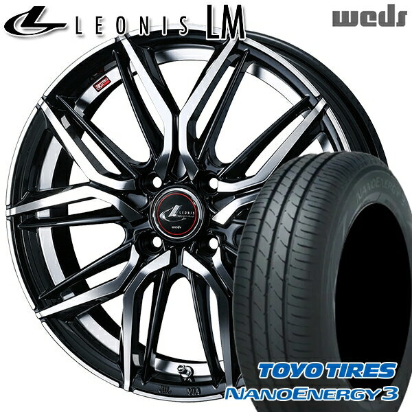 【取付対象】エブリィワゴン 165/60R14 75H トーヨー ナノエナジー3 Weds レオニス LM PBMC (パールブラック/ミラーカット) 14インチ 4.5J 4H100 サマータイヤホイールセット