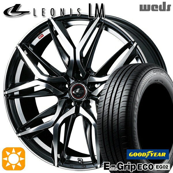 【取付対象】リーフ アクセラ 205/55R16 91V グッドイヤー エフィシェントグリップ EG02 Weds レオニス LM PBMC (パールブラック/ミラーカット) 16インチ 6.5J 5H114.3 サマータイヤホイールセット