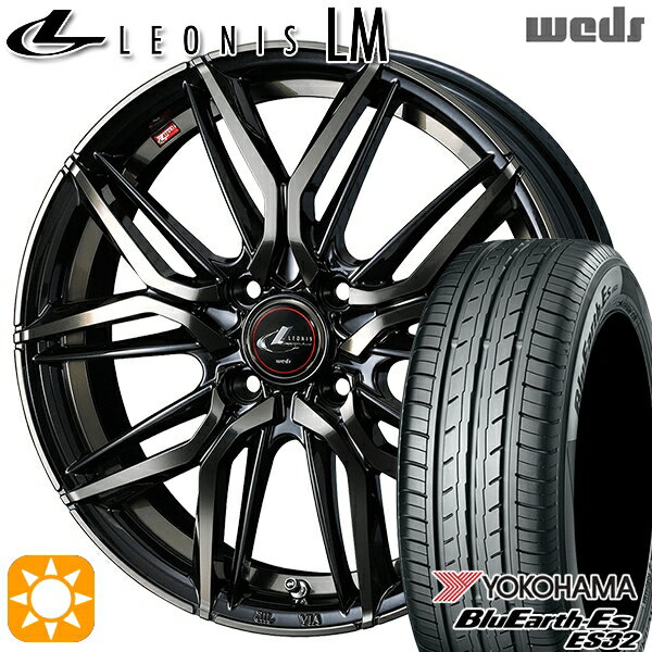 【取付対象】アクア ヴィッツ 165/70R14 81S ヨコハマ ブルーアース ES32 Weds レオニス LM PBMC/TI (パールブラック ミラーカット/チタントップ) 14インチ 5.5J 4H100 サマータイヤホイールセット