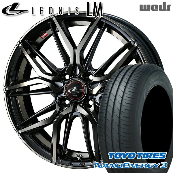 【取付対象】エブリィワゴン 165/60R14 75H トーヨー ナノエナジー3 Weds レオニス LM PBMC/TI (パールブラック ミラーカット/チタントップ) 14インチ 4.5J 4H100 サマータイヤホイールセット