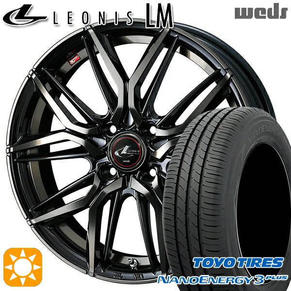 【取付対象】195/45R16 80W トーヨー ナノエナジー3プラス Weds レオニス LM PBMC/TI (パールブラック ミラーカット/チタントップ) 16インチ 6.0J 4H100 サマータイヤホイールセット