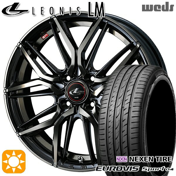 【取付対象】165/60R14 75H ロードストーン ユーロビズ Sport 04 Weds レオニス LM PBMC/TI (パールブラック ミラーカット/チタントップ) 14インチ 4.5J 4H100 サマータイヤホイールセット
