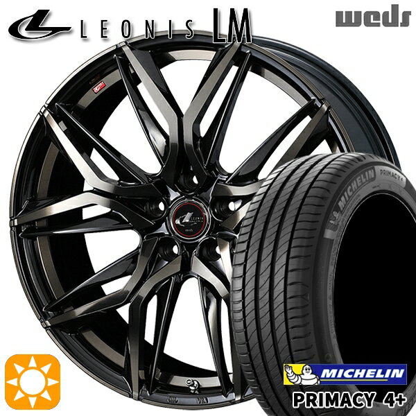 【取付対象】ヴェゼル オデッセイ 215/60R16 95H ミシュラン プライマシー4プラス Weds レオニス LM PBMC/TI (パールブラック ミラーカット/チタントップ) 16インチ 6.5J 5H114.3 サマータイヤホイールセット