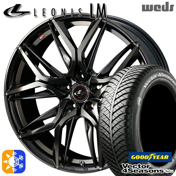 225/40R18 92H XL グッドイヤー ベクター フォーシーズンズ Weds ウェッズ レオニス LM 18インチ 7.0J 5H114.3 PBMC/TI(パールブラック ミラーカット/チタントップ) オールシーズンタイヤホイールセット