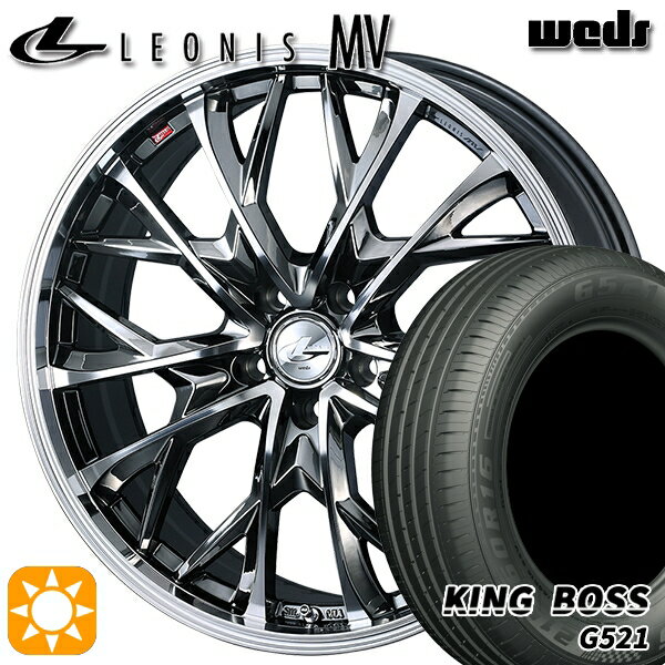 【取付対象】205/55R16 91V キングボス G521 Weds レオニス MV BMCMC (ブラックメタルコート ミラーカット) 16インチ 6.5J 5H114.3 サマータイヤホイールセット