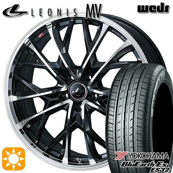 【取付対象】215/60R16 95H ヨコハマ ブルーアース ES32 Weds レオニス MV PBMC (パールブラック/ミラーカット) 16インチ 6.5J 5H114.3 サマータイヤホイールセット