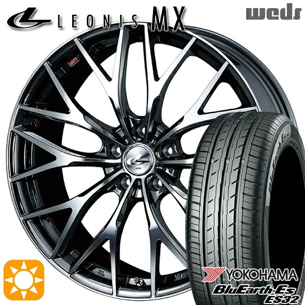 【取付対象】セレナ 215/40R18 85W ヨコハマ ブルーアース ES32 Weds レオニス MX BMCMC (ブラックメタルコート ミラーカット) 18インチ 7.0J 5H114.3 サマータイヤホイールセット