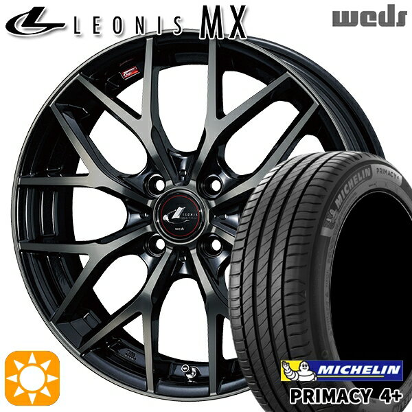 【取付対象】マツダ2 ノート 205/45R17 88W XL ミシュラン プライマシー4プラス Weds レオニス MX PBMC/TI (パールブラック ミラーカット/チタントップ) 17インチ 6.5J 4H100 サマータイヤホイールセット