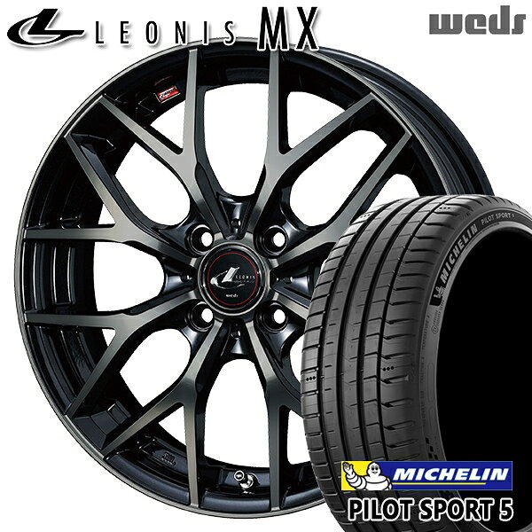 【取付対象】アクア ヤリス 205/40R17 84Y XL ミシュラン パイロットスポーツ5 Weds レオニス MX PBMC/TI (パールブラック ミラーカット/チタントップ) 17インチ 6.5J 4H100 サマータイヤホイールセット