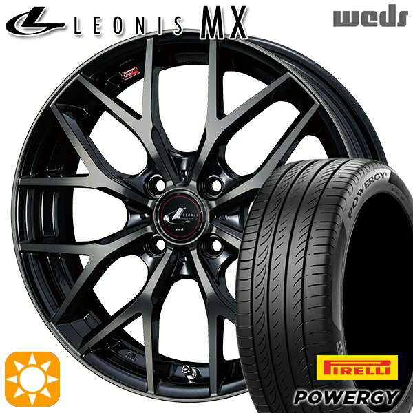 【取付対象】フィット アクア 185/60R15 84H ピレリ パワジー Weds レオニス MX PBMC/TI (パールブラック ミラーカット/チタントップ) 15インチ 5.5J 4H100 サマータイヤホイールセット