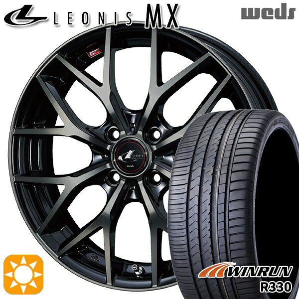 最大2,000円OFFクーポン★アクア ヤリス 195/50R16 88V XL ウィンラン R330 Weds レオニス MX PBMC/TI (パールブラック ミラーカット/チタントップ) 16インチ 6.0J 4H100 サマータイヤホイールセット