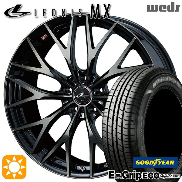 【取付対象】プリウスα ストリーム 205/60R16 92H グッドイヤー エフィシェントグリップ エコ EG01 Weds レオニス MX PBMC/TI (パールブラック ミラーカット/チタントップ) 16インチ 6.5J 5H114.3 サマータイヤホイールセット