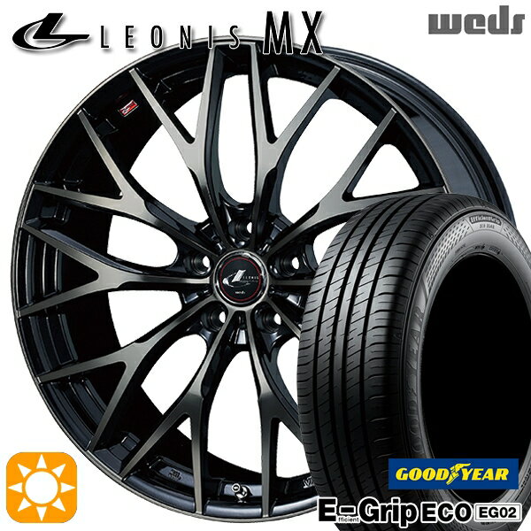 【取付対象】170シエンタ 185/60R15 84H グッドイヤー エフィシェントグリップ EG02 Weds レオニス MX PBMC/TI (パールブラック ミラーカット/チタントップ) 15インチ 6.0J 5H100 サマータイヤホイールセット