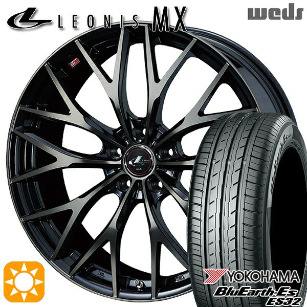 【取付対象】アイシス ノア 215/45R17 91V XL ヨコハマ ブルーアース ES32 Weds レオニス MX PBMC/TI (パールブラック ミラーカット/チタントップ) 17インチ 7.0J 5H114.3 サマータイヤホイールセット