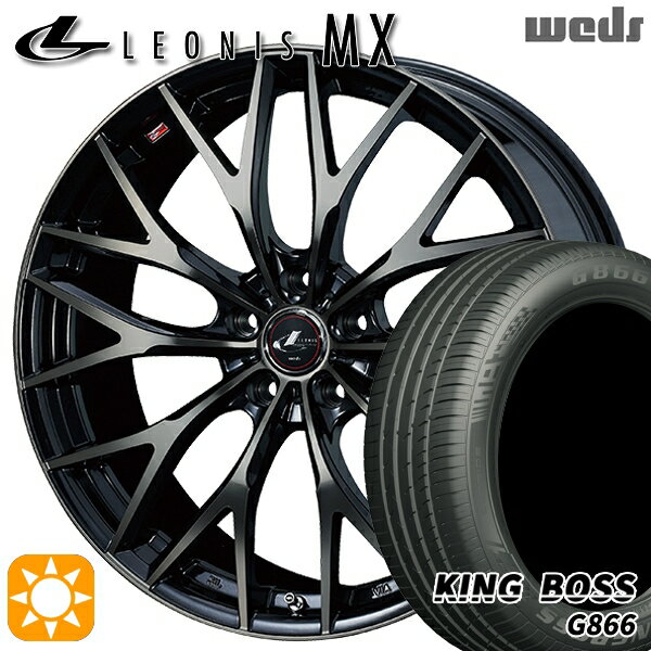【取付対象】プリウス カローラツーリング 215/45R17 91W XL キングボス G866 Weds レオニス MX PBMC/TI (パールブラック ミラーカット/チタントップ) 17インチ 7.0J 5H100 サマータイヤホイールセット