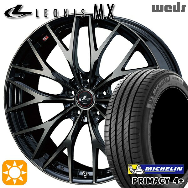 【取付対象】225/55R17 101W XL ミシュラン プライマシー4プラス Weds レオニス MX PBMC/TI (パールブラック ミラーカット/チタントップ) 17インチ 7.0J 5H114.3 サマータイヤホイールセット