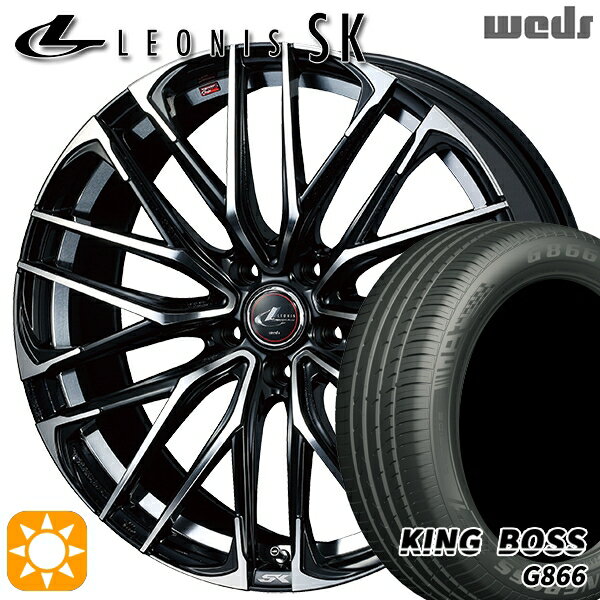 【取付対象】プリウス カローラツーリング 215/45R17 91W XL キングボス G866 Weds レオニス SK PBMC (パールブラック ミラーカット) 17インチ 7.0J 5H100 サマータイヤホイールセット