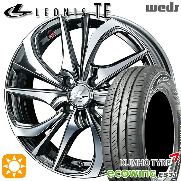 【取付対象】165/65R15 81H クムホ エコウィング ES31 Weds レオニス TE BMCMC (ブラックメタルコート/ミラーカット) 15インチ 4.5J 4H100 サマータイヤホイールセット