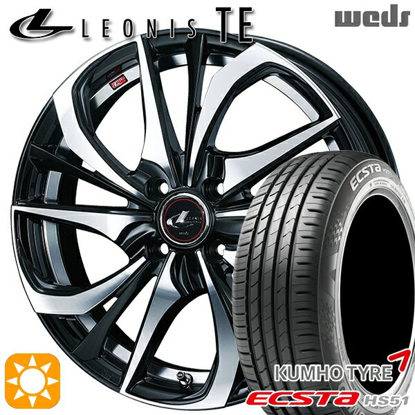 【取付対象】195/40R17 81W XL クムホ エクスタ HS51 Weds レオニス TE PBMC (パールブラック ミラーカット) 17インチ 6.5J 4H100 サマータイヤホイールセット