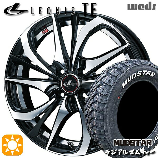 【取付対象】175/60R16 82H マッドスター ラジアル M/T ホワイトレター Weds レオニス TE PBMC (パールブラック ミラーカット) 16インチ 6.0J 4H100 サマータイヤホイールセット