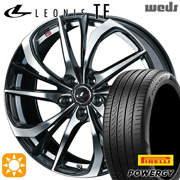【取付対象】リーフ レヴォーグ 215/50R17 95W XL ピレリ パワジー Weds レオニス TE PBMC (パールブラック ミラーカット) 17インチ 7.0J 5H114.3 サマータイヤホイールセット