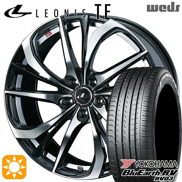 【取付対象】225/45R18 95W XL ヨコハマ ブルーアース RV03 Weds レオニス TE PBMC (パールブラック ミラーカット) 18インチ 7.0J 5H114.3 サマータイヤホイールセット