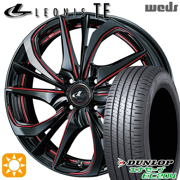 【取付対象】165/50R15 76V XL ダンロップ エナセーブ EC204 Weds レオニス TE BK/SC[RED] (ブラック/SCマシニング[レッド]) 15インチ 4.5J 4H100 サマータイヤホイールセット