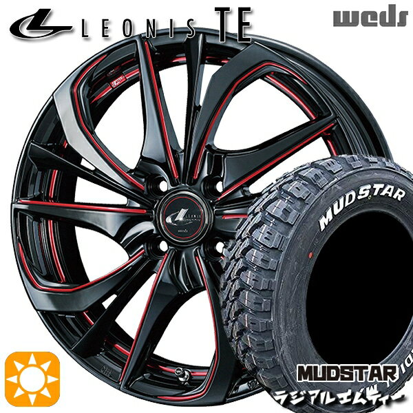 【取付対象】ハスラー 165/60R15 77S マッドスター ラジアル M/T ホワイトレター Weds レオニス TE BK/SC[RED] (ブラック/SCマシニング[レッド]) 15インチ 4.5J 4H100 サマータイヤホイールセット
