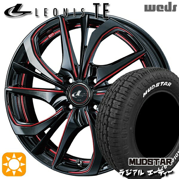 【取付対象】ハスラー 165/60R15 77S マッドスター ラジアル A/T ホワイトレター Weds レオニス TE BK/SC[RED] (ブラック/SCマシニング[レッド]) 15インチ 4.5J 4H100 サマータイヤホイールセット