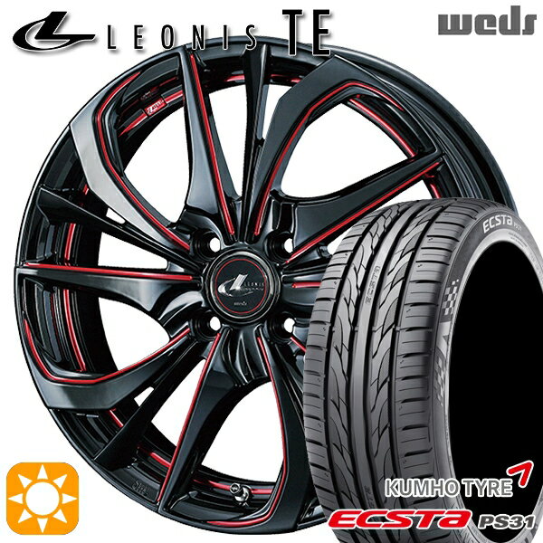 【取付対象】マツダ2 ノート 205/45R17 88W XL クムホ エクスタ PS31 Weds レオニス TE BK/SC[RED] (ブラック/SCマシニング[レッド]) 17インチ 6.5J 4H100 サマータイヤホイールセット