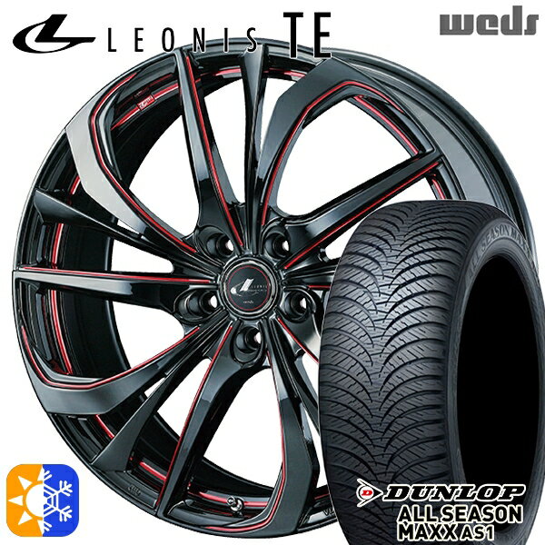 レクサスNX 235/55R18 100H ダンロップ ALL SEASON MAXX AS1 Weds レオニス TE BK/SC[RED] (ブラック/SCマシニング[レッド]) 18インチ 7.0J 5H114.3 オールシーズンタイヤホイールセット 1