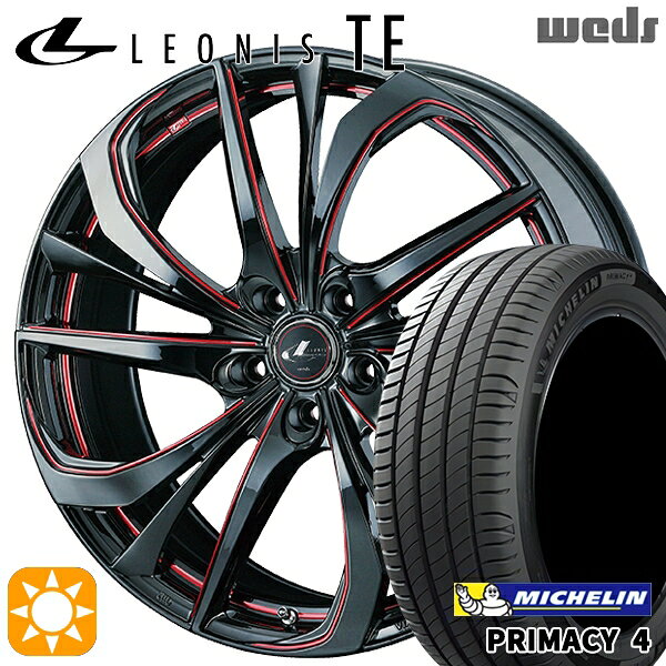【取付対象】マークX レクサスIS 235/40R19 96W XL VOL ミシュラン プライマシー4 Weds レオニス TE BK/SC[RED] (ブラック/SCマシニング[レッド]) 19インチ 8.0J 5H114.3 サマータイヤホイールセット