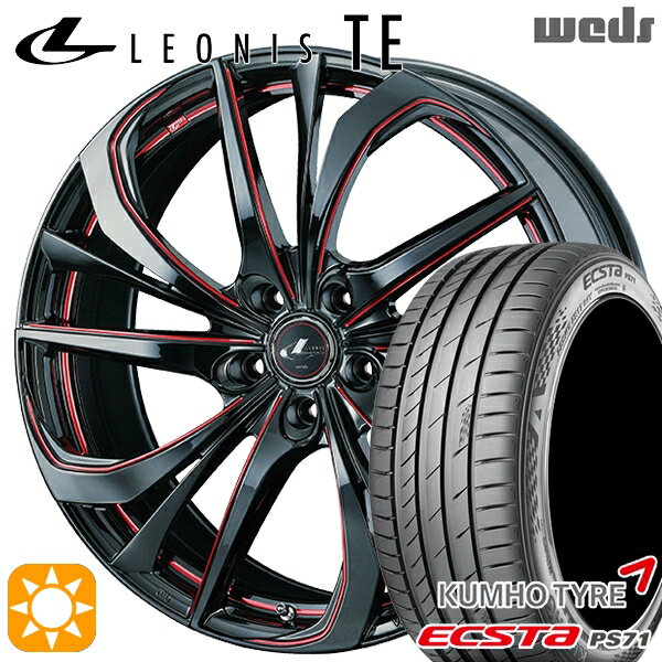 【取付対象】リーフ レヴォーグ 215/50R17 95W XL クムホ エクスタ PS71 Weds レオニス TE BK/SC[RED] (ブラック/SCマシニング[レッド]) 17インチ 7.0J 5H114.3 サマータイヤホイールセット