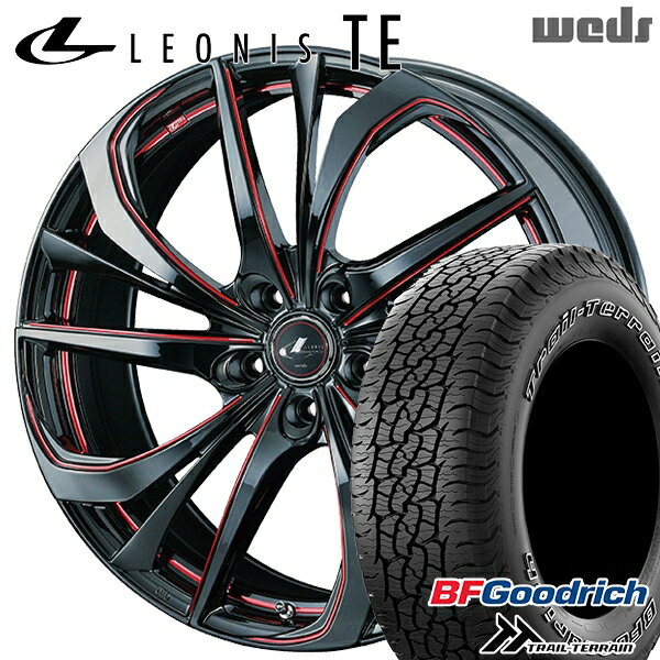 【取付対象】225/65R17 102T ORWL BFグッドリッチ トレールテレーン Weds レオニス TE BK/SC[RED] (ブラック/SCマシニング[レッド]) 17インチ 7.0J 5H114.3 サマータイヤホイールセット